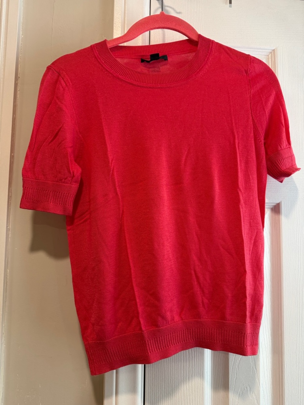 J. Crew Dark Pink silk blend Short-Sleeve Crewneck Sweater
